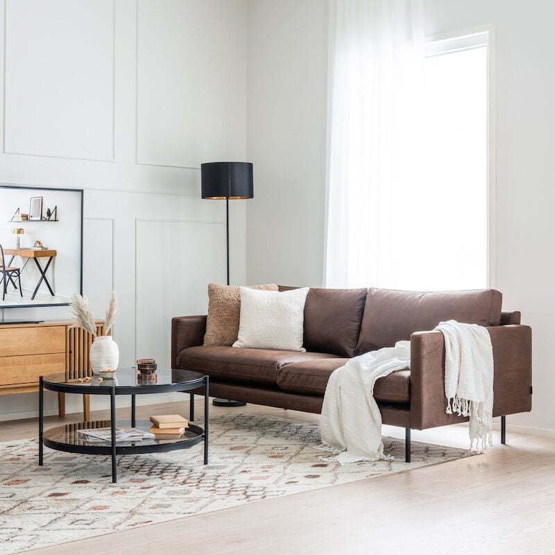 Scandic Copenhagen 3-istuttava sohva ruskea bonded nahka
