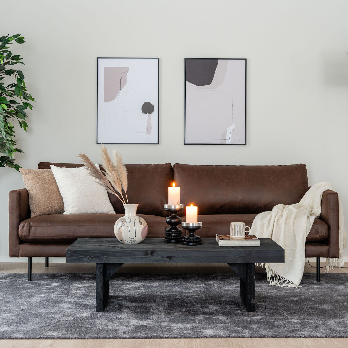 Scandic Copenhagen 3,5-istuttava sohva ruskea Colorado 05 bonded-nahka