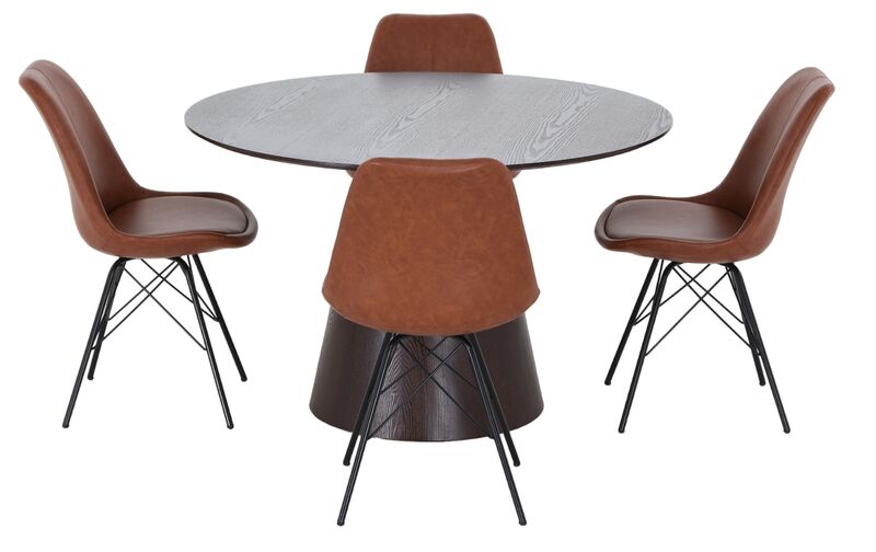 Bolton-Luosto 4-hengen pyöreä ruokailuryhmä ruskea/konjakki