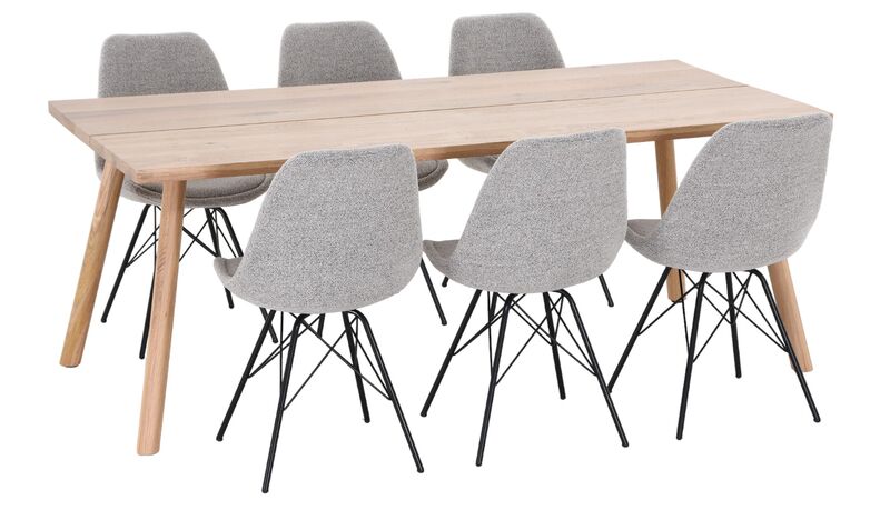 Veini-Luosto 6-hengen ruokailuryhmä lakattu tammi/beige