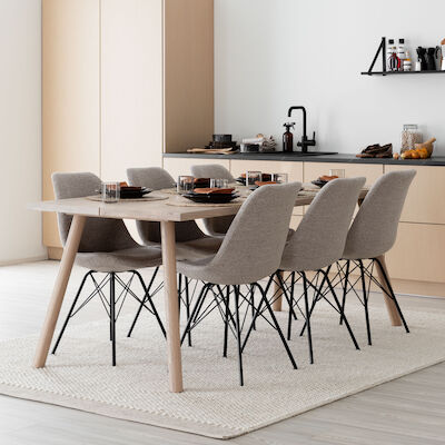 Veini-Luosto 6-hengen ruokailuryhmä lakattu tammi/beige