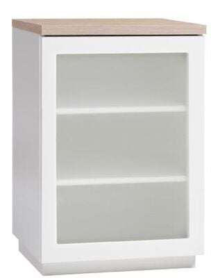 Anton kaappi A1.4 50 cm, maitolasiovi, valkoinen/valkoinen