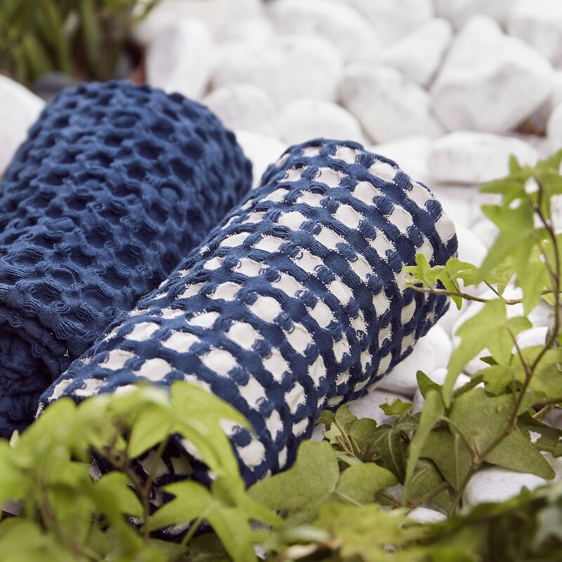 Anno Puro Ruutu vohveli käsipyyhe 50x70 cm tummansininen/kitti