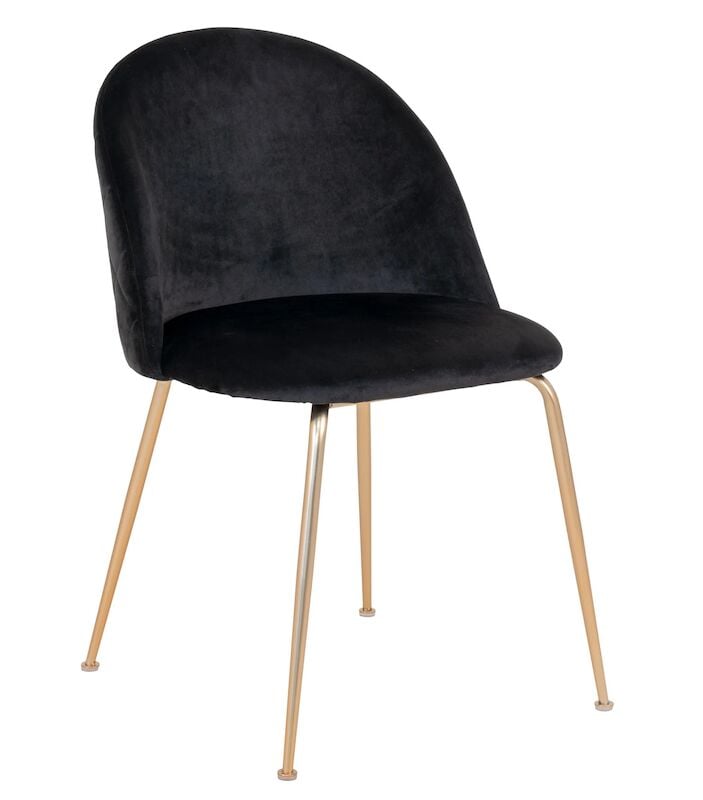 House Nordic Geneve samettituoli musta, messinki jalat