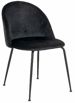 House Nordic Geneve samettituoli musta, messinki jalat