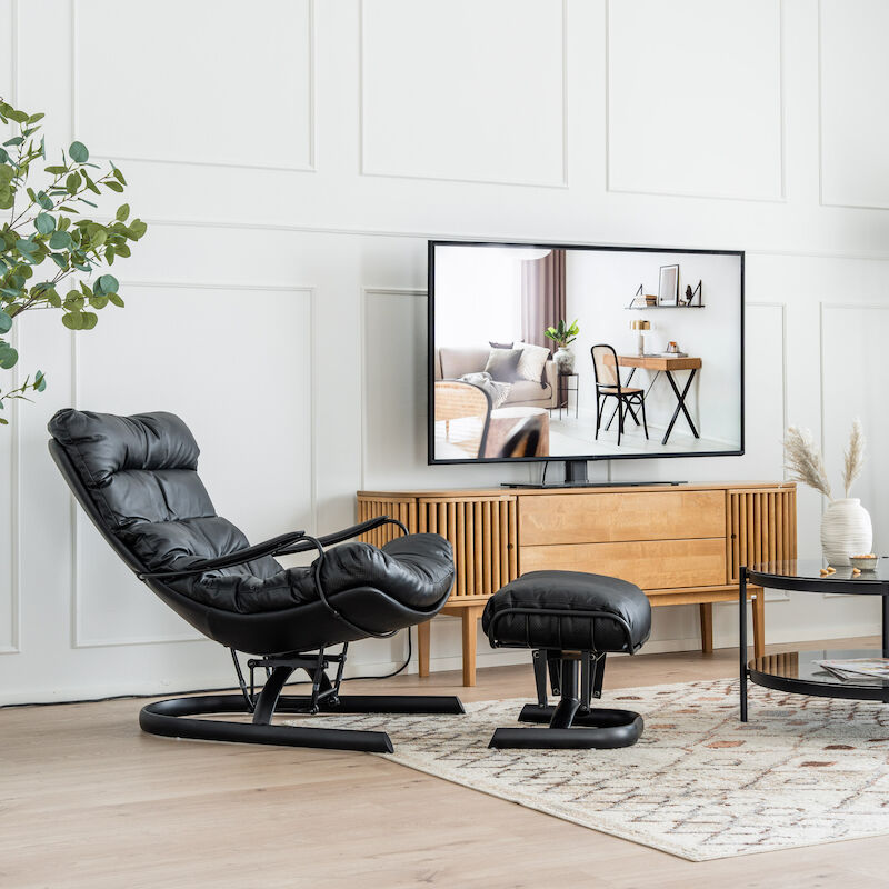 Mooda Osby nojatuoli musta nahka