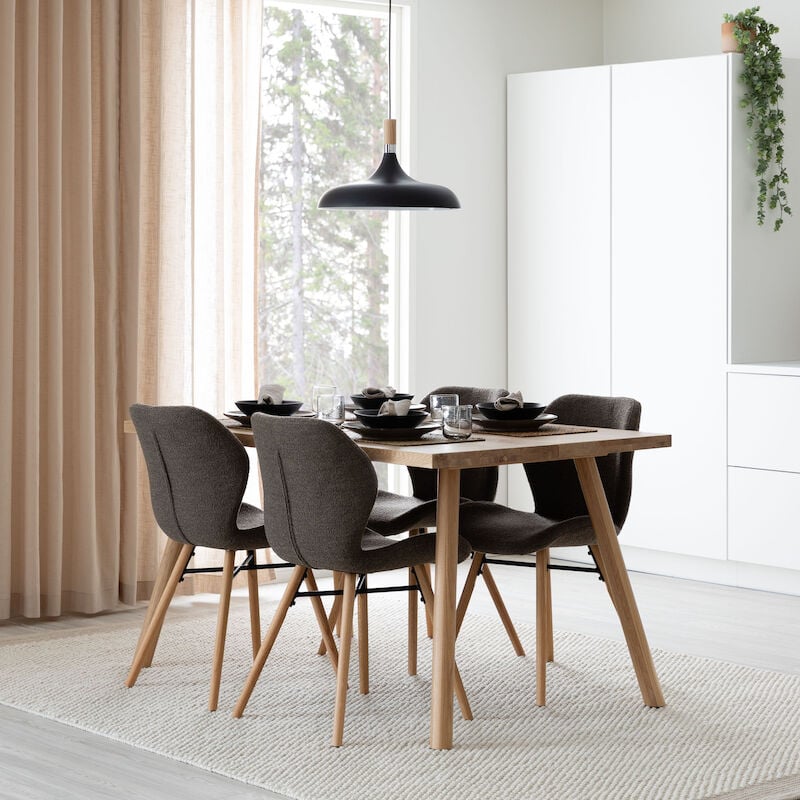 Veini-Keto 4-hengen ruokailuryhmä lakattu tammi/taupe Monza