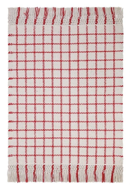 Finarte Ruutu puuvillamatto valkoinen