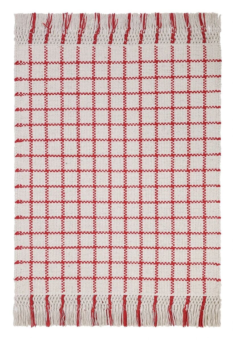 Finarte Ruutu puuvillamatto 90x200 cm valkoinen
