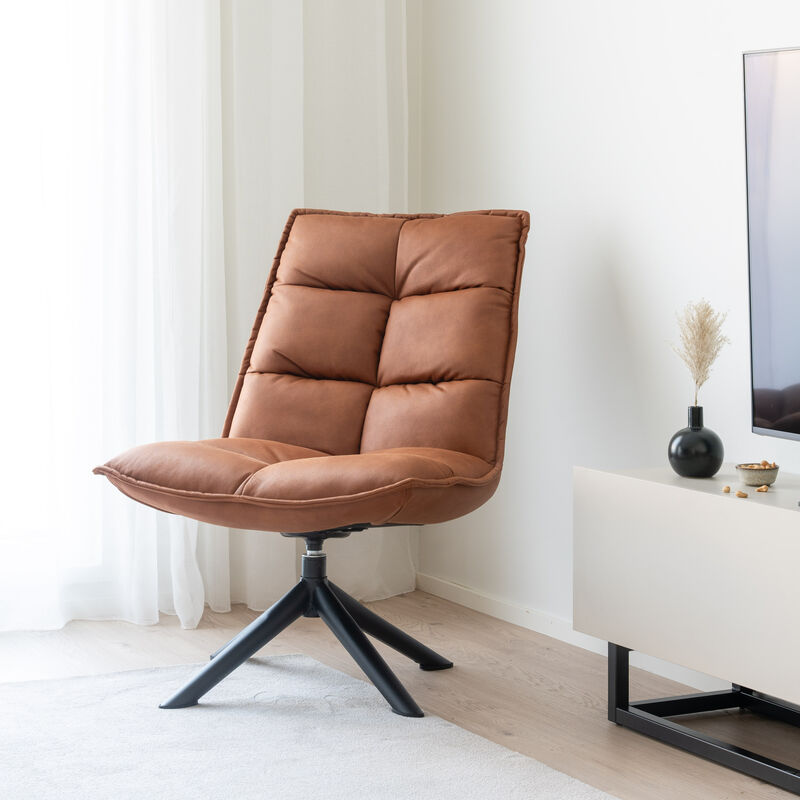 Skandi nojatuoli bonded nahka konjakki