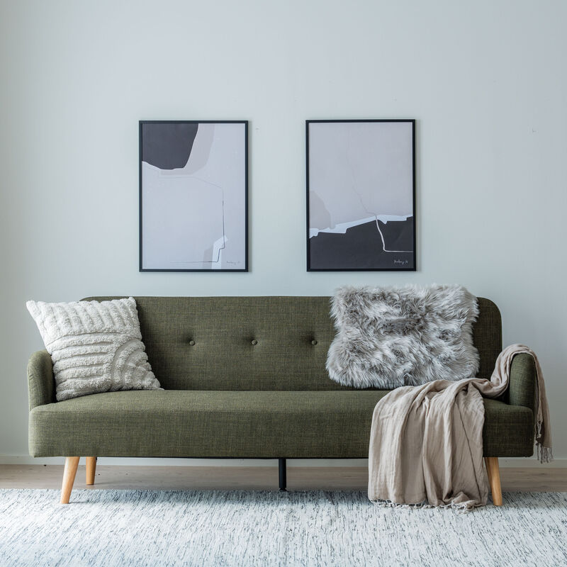 Roosa 3-istuttava vuodesohva tummanvihreä Basel 77