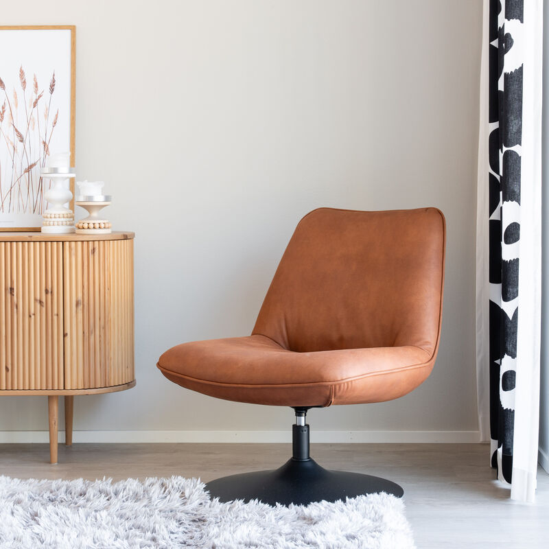 Tellus nojatuoli bonded nahka konjakki