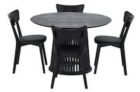 Suoma-Koto 4-hengen pyöreä ruokailuryhmä musta/musta PU