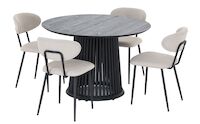 Suoma-Daniel 4-hengen pyöreä ruokailuryhmä musta/beige Basel 24