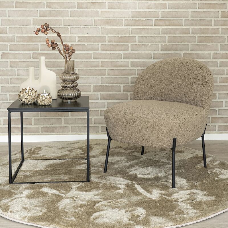 House Nordic Merida nojatuoli keinotekoinen lammaskuosi harmaanruskea, mustat ja