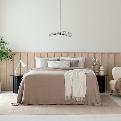 Halla päiväpeitto 260x260 cm maitokahvi