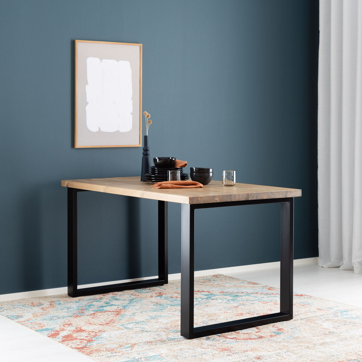 Seela lankkupöytä 140x80 cm antiikkipetsattu/musta