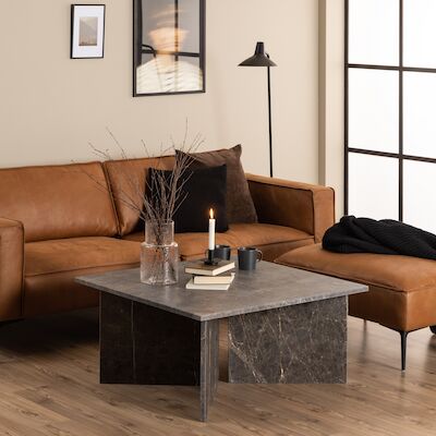 Vega marmori sohvapöytä 90x90 cm matta ruskea