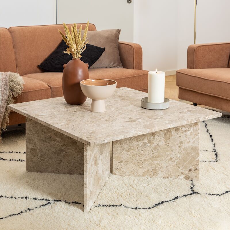 Vega marmori sohvapöytä 90x90 cm matta latte