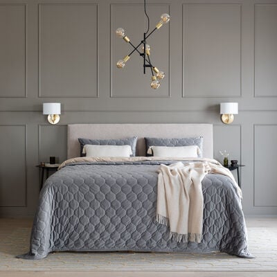 Helmi sametti päiväpeitto 260x260 cm tummanharmaa