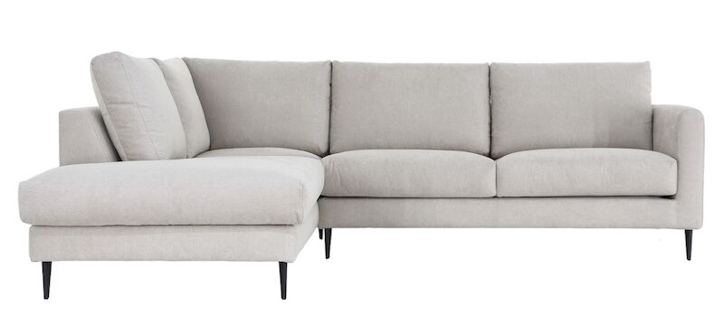 Kuori avokulmasohva vasen, Matrix 02 vaalea kitti jalka J-158 musta metalli