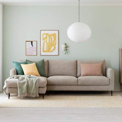 Kuori divaanisohva oikea, Rodeo 200 luonnonvalkoinen jalka J-158 musta metalli