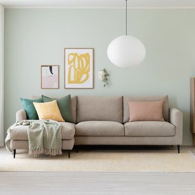 Kuori divaanisohva vasen, Matrix 02 vaalea kitti jalka J-128 tammi