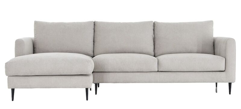 Kuori divaanisohva vasen, Matrix 02 vaalea kitti jalka J-158 musta metalli