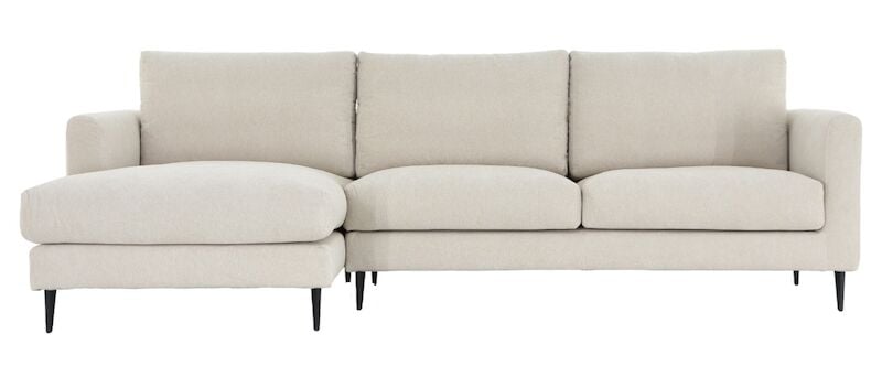 Kuori divaanisohva vasen, Rodeo 200 luonnonvalkoinen jalka J-158 musta metalli