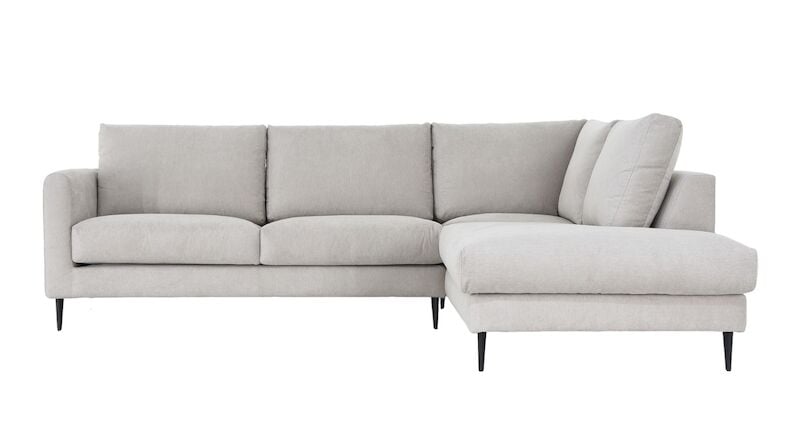 Kuori avokulmasohva oikea, Matrix 02 vaalea kitti jalka J-158 musta metalli