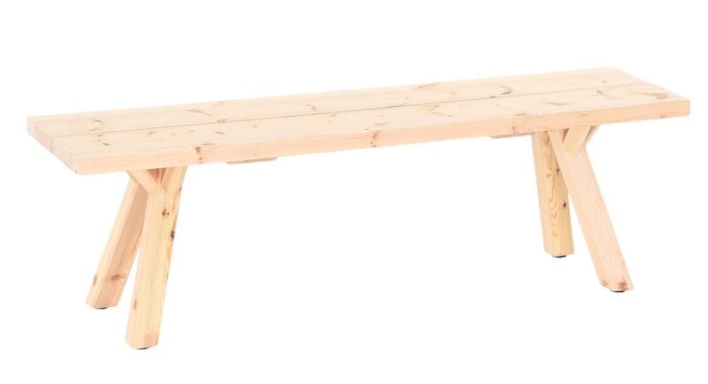 Lana penkki suoralla reunalla 150x40 cm puuvalmis