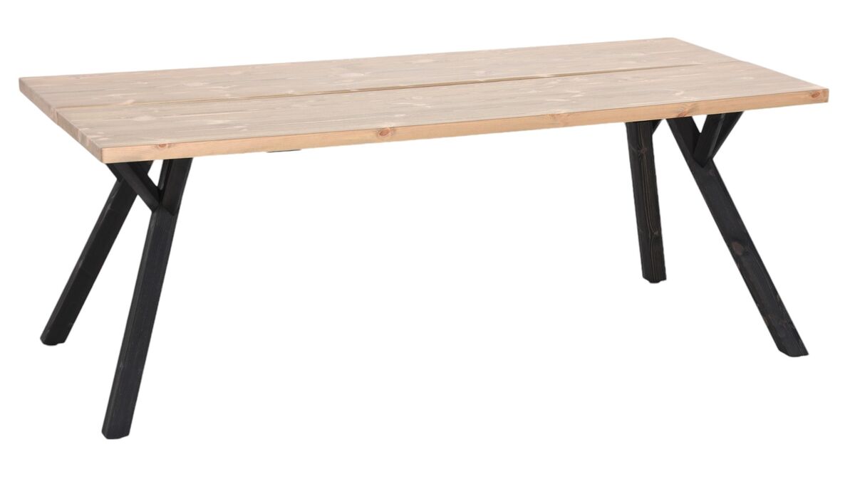 Lana lankkupöytä suoralla reunalla 200x90 cm antiikkipetsattu/musta