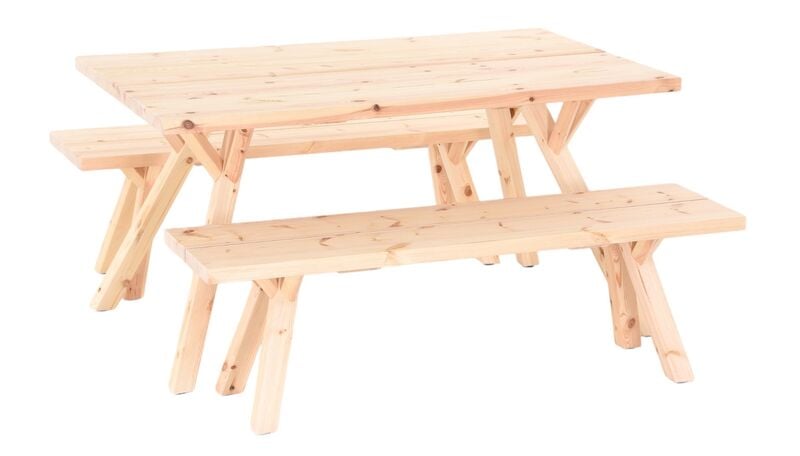 Lana 4-hengen ruokailuryhmä penkeillä, suorat reunat puuvalmis