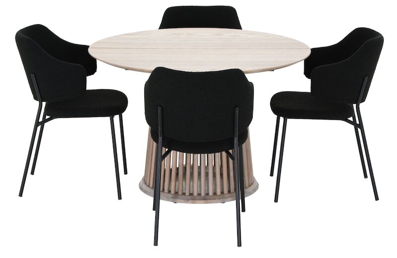 Suoma-Enzo saarni 4-hengen pyöreä ruokailuryhmä valkolakattu/musta