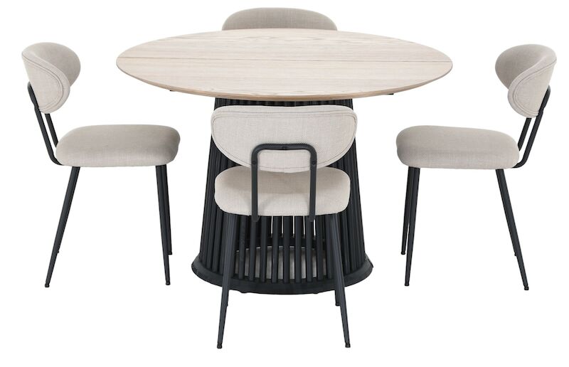 Suoma-Daniel saarni 4-hengen pyöreä ruokailuryhmä valkolakattu/musta/beige
