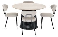 Suoma-Daniel saarni 4-hengen pyöreä ruokailuryhmä valkolakattu/musta/beige