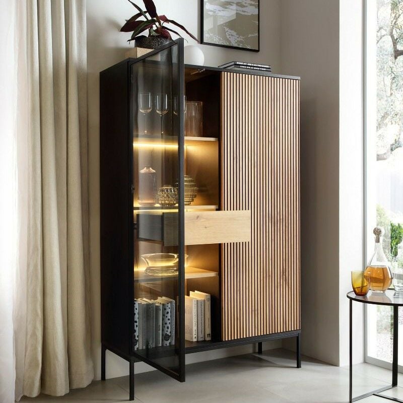 Mooa vitriini 104x39x166 cm luonnonväri/musta