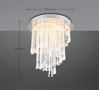 Trio Pomp LED kattovalaisin 45 cm kromi/kirkas mittakuva miljöössä