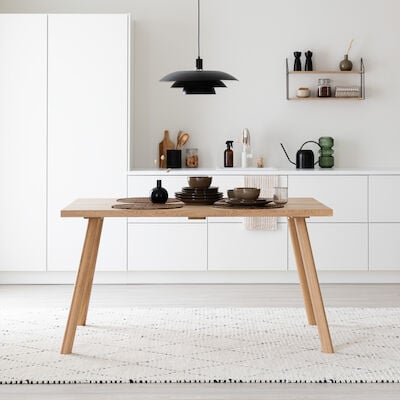 Veini tammi lankkupöytä 130x90 cm valkolakattu tammi