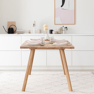 Veini tammi lankkupöytä 230x90 cm valkolakattu tammi