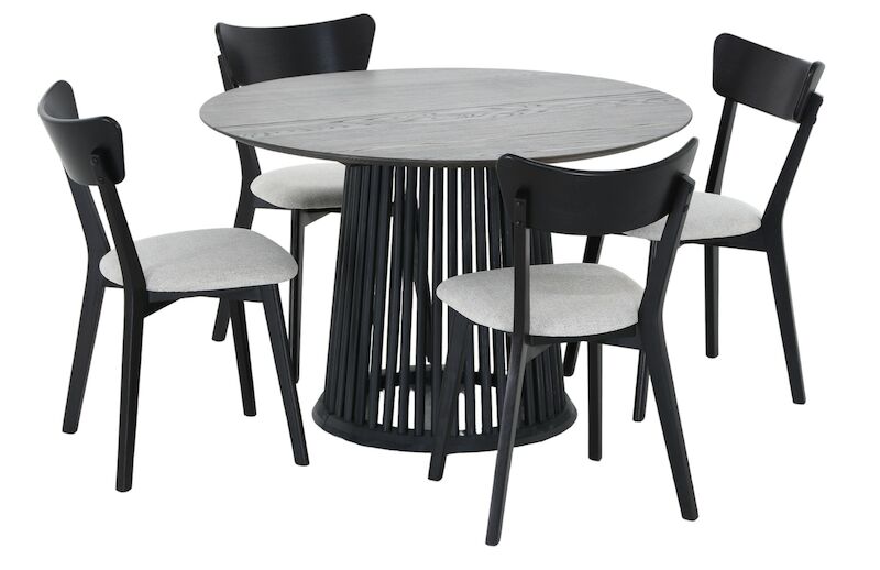 Suoma-Koto saarni 4-hengen pyöreä ruokailuryhmä savunharmaa/musta, hiekka Chelse