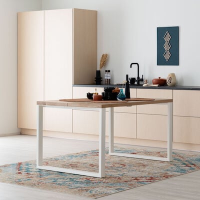 Manner tammi lankkupöytä 120x90 cm valkolakattu tammi/musta