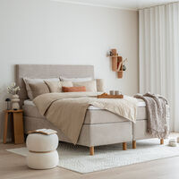 Unia kulta jenkkisänkypaketti 160x200 XL beige, Unia relax 7cm, Pyöreä öljytty t