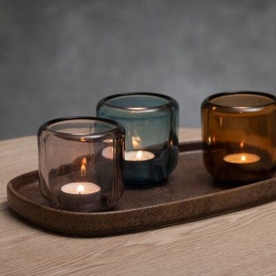 Fanni K keraaminen kynttilänalunen 30,5x18,5 cm ruskea