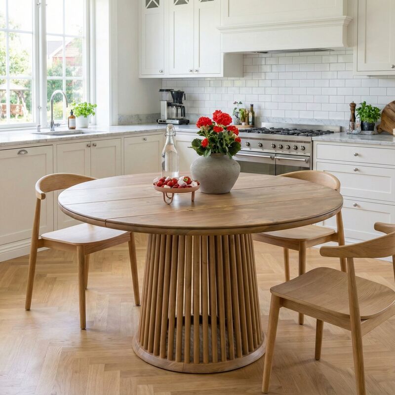 Viborg pyöreä ruokapöytä Ø130 cm sisä-ja ulkokäyttöön antiikkipetsattu