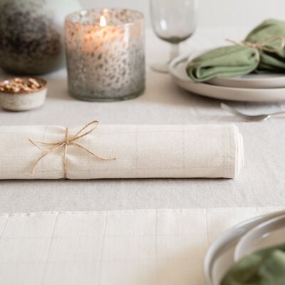 Signe kaitaliina 40x150 cm luonnonvalkoinen/hopea