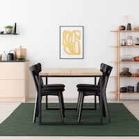 Manner-Koto 4-hengen ruokailuryhmä lakattu tammi/musta, musta PU-verhoilu