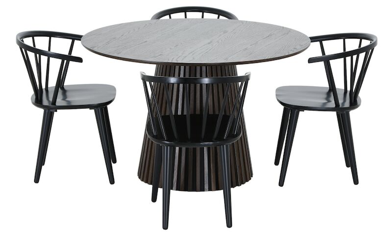 Villa-Carmen 4-hengen pyöreä ruokailuryhmä savutammi/musta