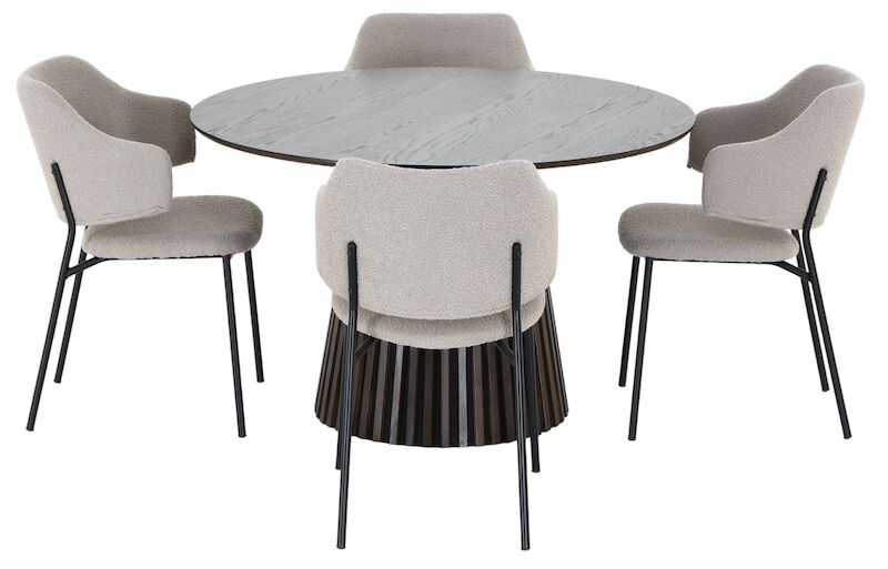 Villa-Enzo 4-hengen pyöreä ruokailuryhmä savutammi/beige