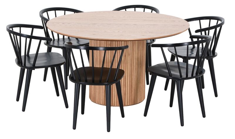 Korpi-Carmen 6-hengen pyöreä ruokailuryhmä tammi/musta